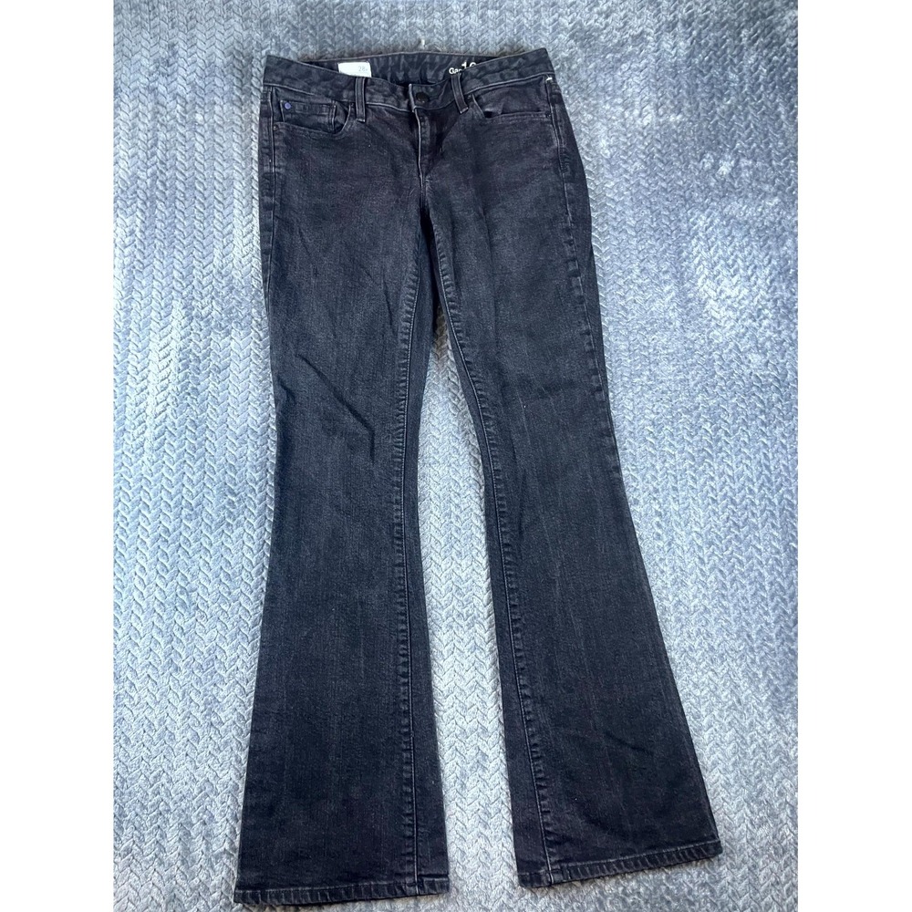 Gap 1969 Curvy Fit Jeans Womens 28R Black Denim Bootcut Stretch Low Rise